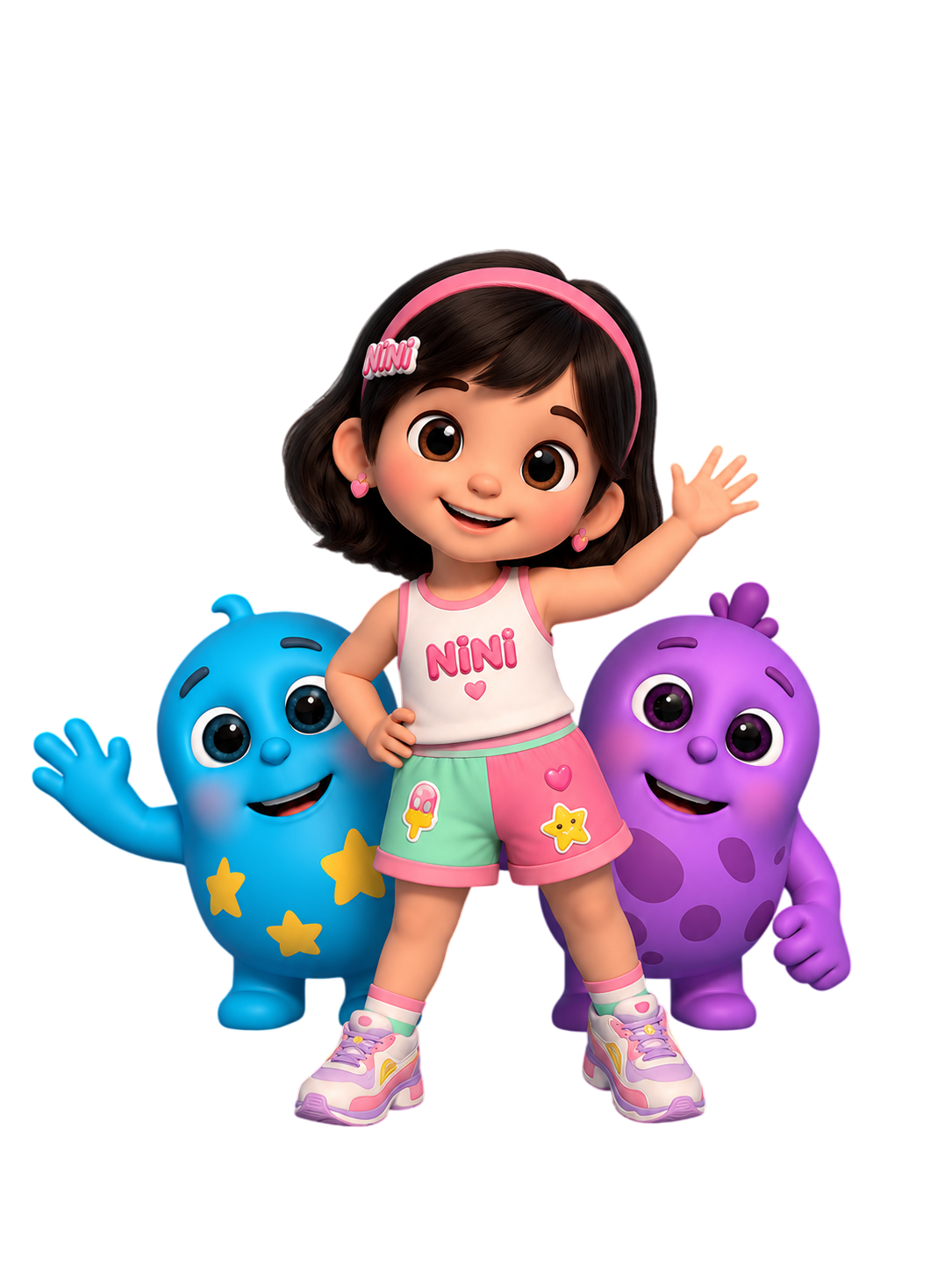 Nini with Blue Boom and Purple Boom